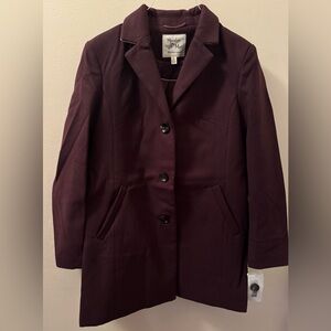 Maralyn & Me Juniors' Houndstooth Long-Sleeve Reefer wine color Coat